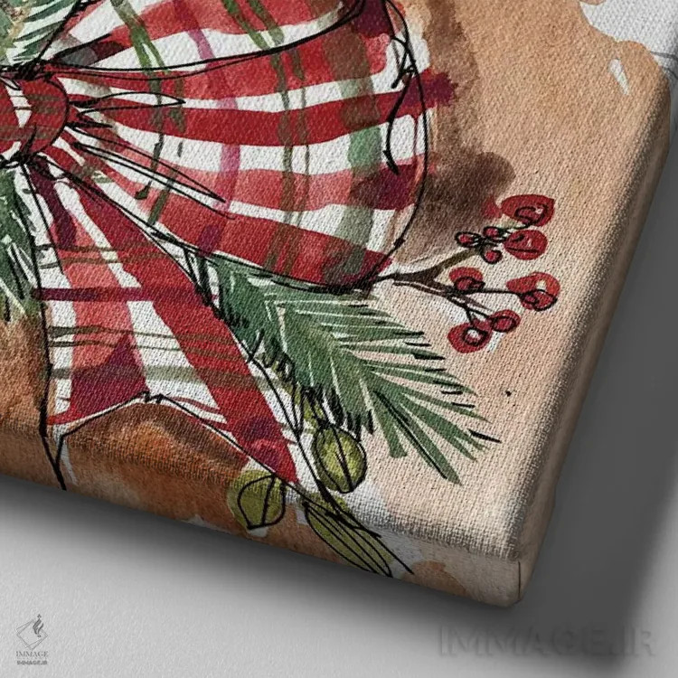 تابلو گاو کریسمسی اثر آن تاولتی - نمای نزدیک بافت بوم