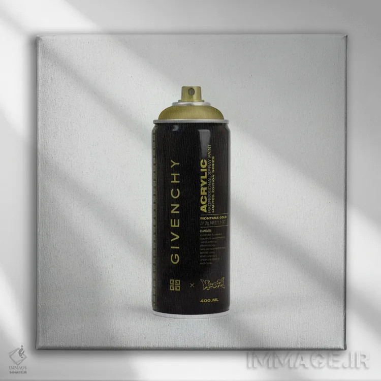 تابلو برندالیسم قوطی اسپری ژیوانشی اثر آنتونیو براسکو - نمای روبهرو روی دیوار