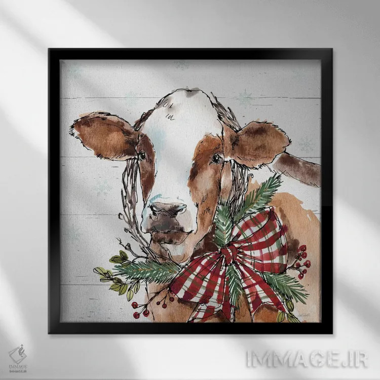 تابلو گاو کریسمسی اثر آن تاولتی - نمای قابدار مشکی