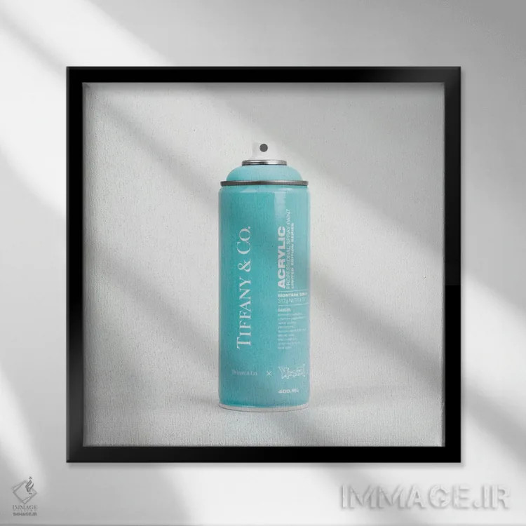 تابلو برندالیسم قوطی اسپری تیفانی اند کو اثر آنتونیو براسکو - نمای قابدار مشکی