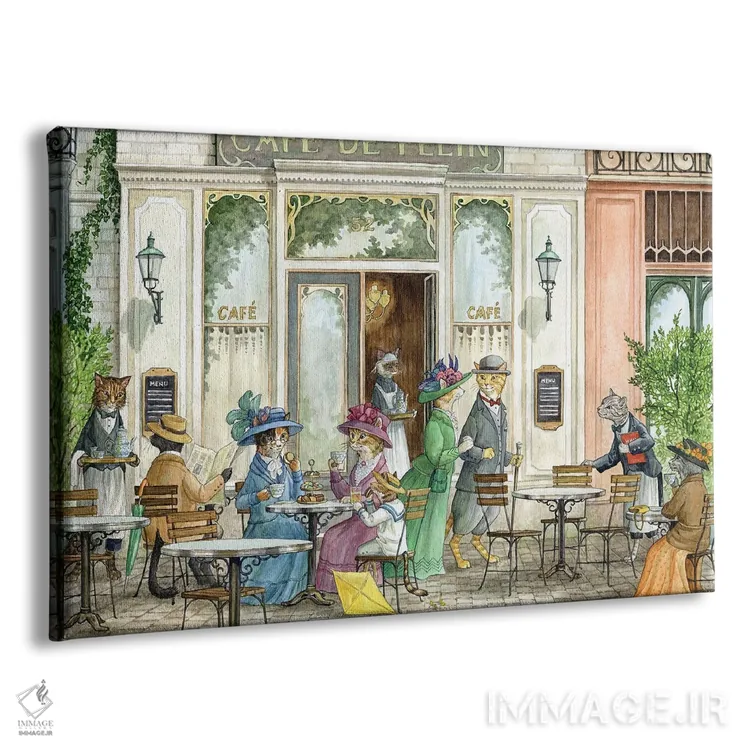 تابلو در کافهٔ گربهها اثر آسترید شکلز - نمای پرسپکتیو محصول