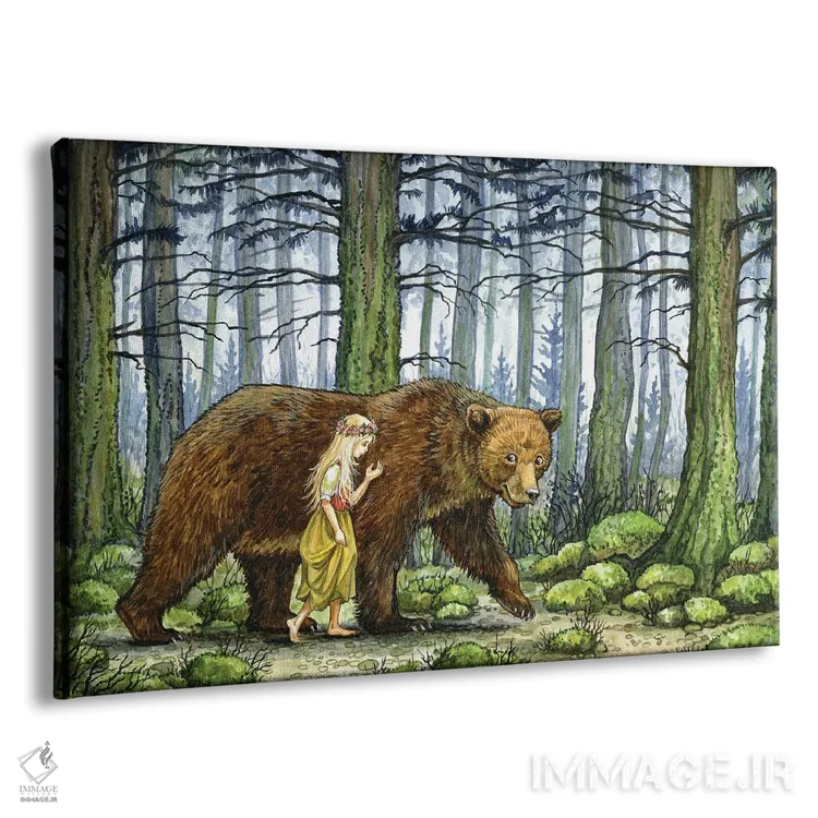 تابلو دختر و خرس اثر آسترید شکلز - نمای پرسپکتیو محصول