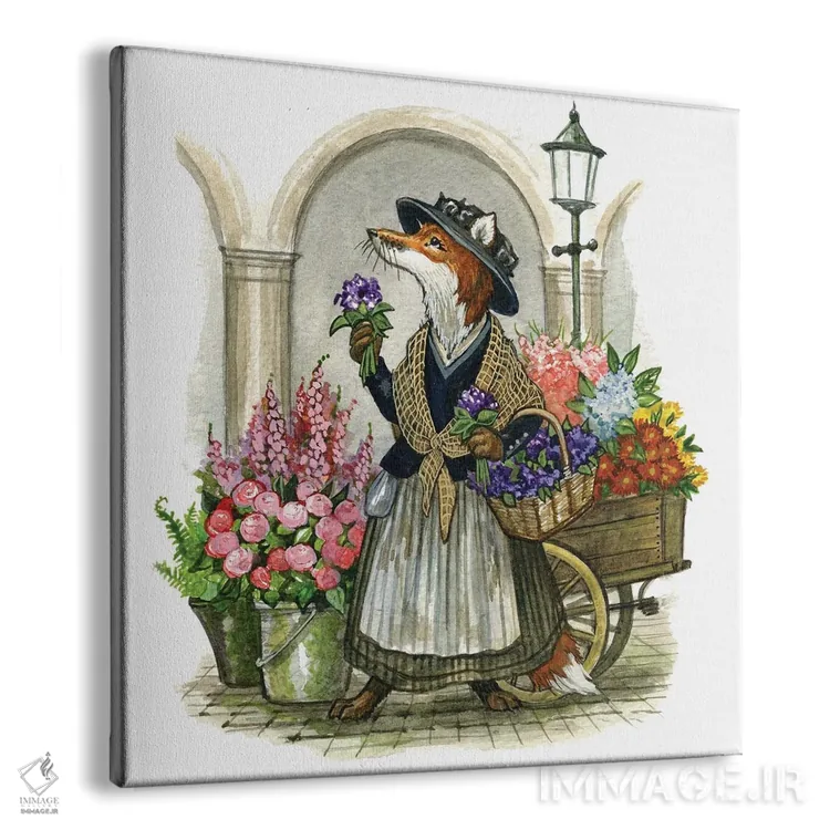 تابلو فروشندهٔ گل اثر آسترید شکلز - نمای پرسپکتیو محصول