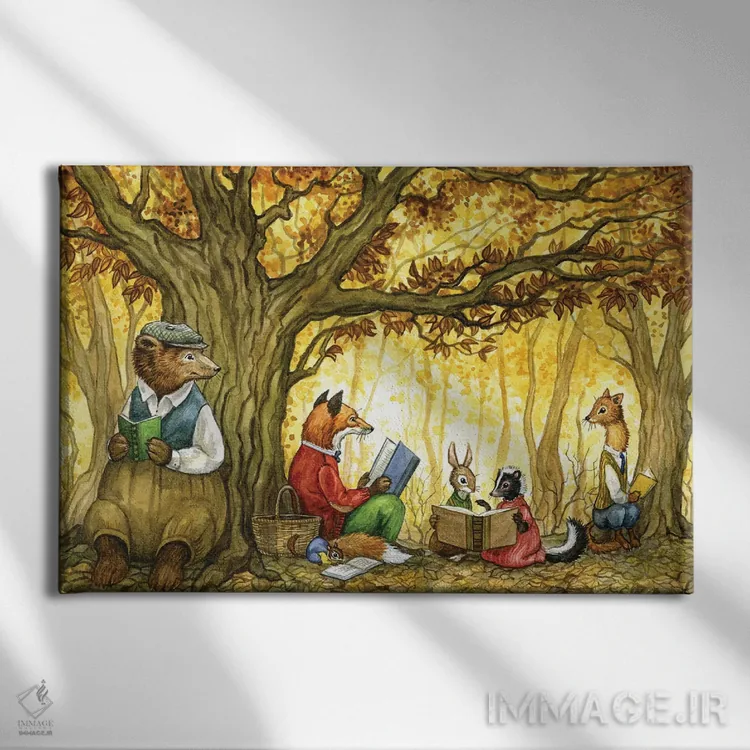 تابلو غرق مطالعه با هکتور فاکس و دوستان اثر آسترید شکلز - نمای روبهرو روی دیوار
