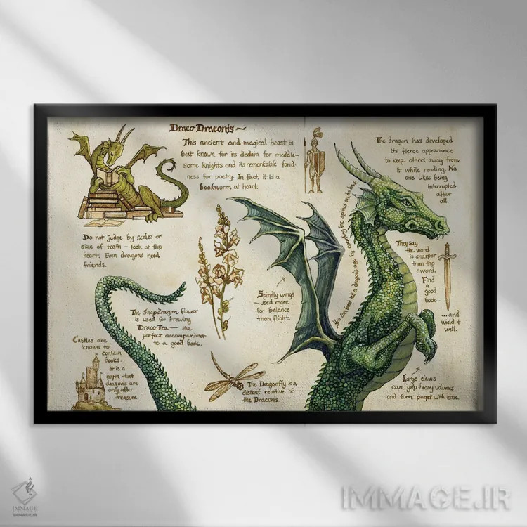 تابلو دراکو دراکونیس اثر آسترید شکلز - نمای قابدار مشکی