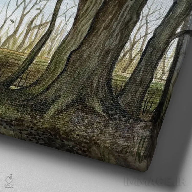 تابلو غروب با هکتور فاکس و دوستان اثر آسترید شکلز - نمای نزدیک بافت بوم