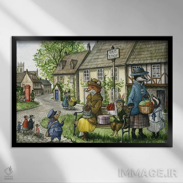 تابلو در انتظار اتوبوس اثر آسترید شکلز - نمای قابدار مشکی