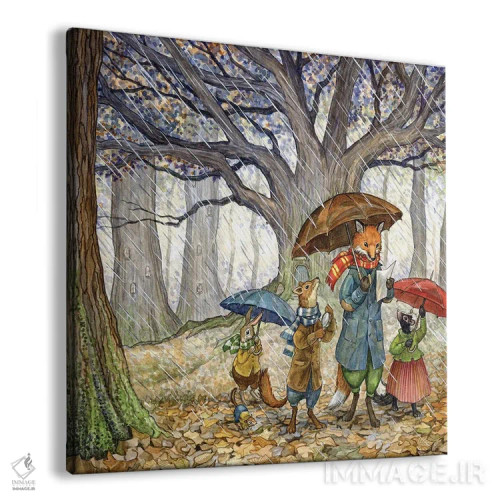 تابلو روز بارانی با هکتور فاکس و دوستان اثر آسترید شکلز - نمای پرسپکتیو محصول