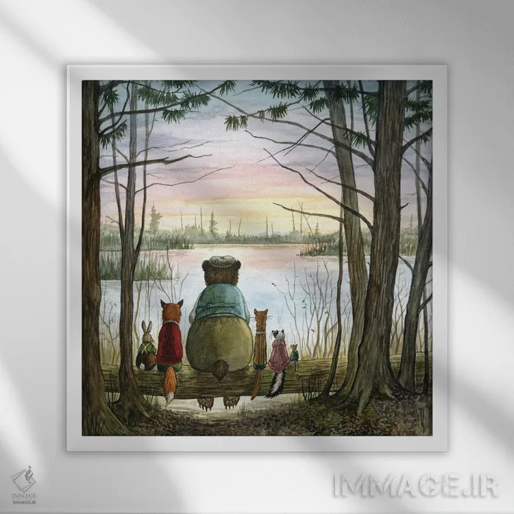 تابلو غروب با هکتور فاکس و دوستان اثر آسترید شکلز - نمای قابدار سفید