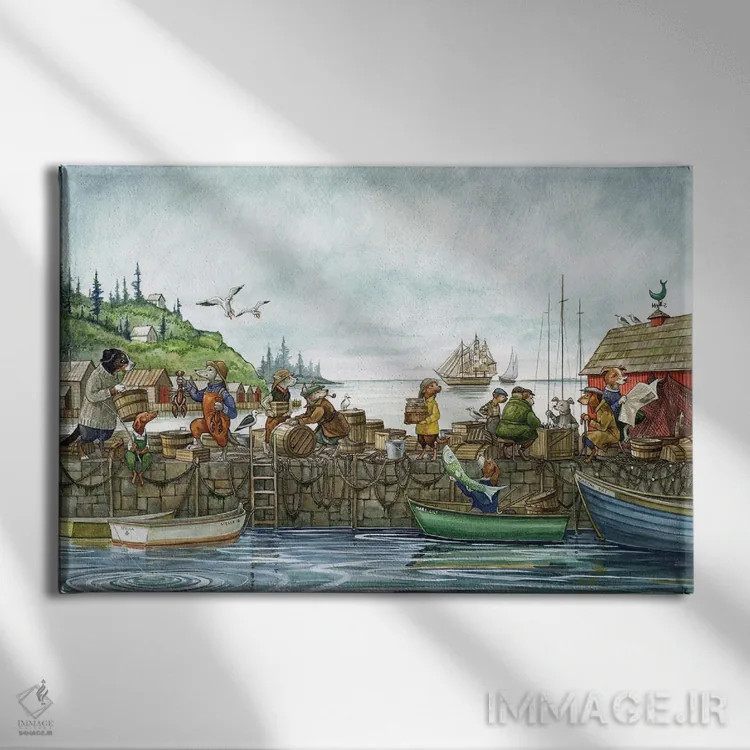 تابلو بندر سگها اثر آسترید شکلز - نمای روبهرو روی دیوار