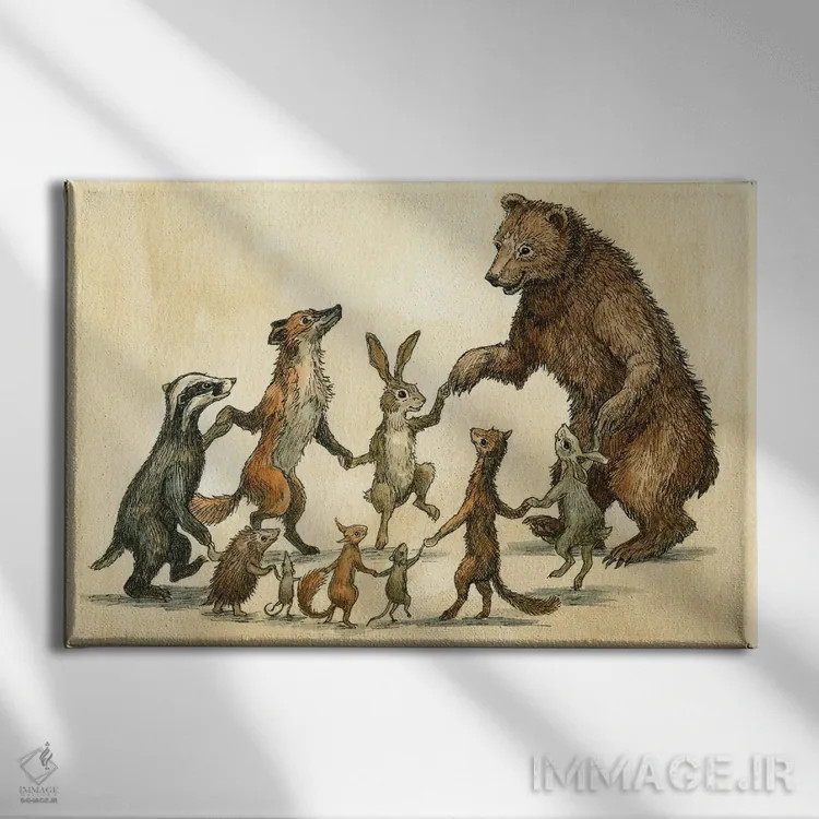 تابلو رقصندگان جنگل اثر آسترید شکلز - نمای روبهرو روی دیوار