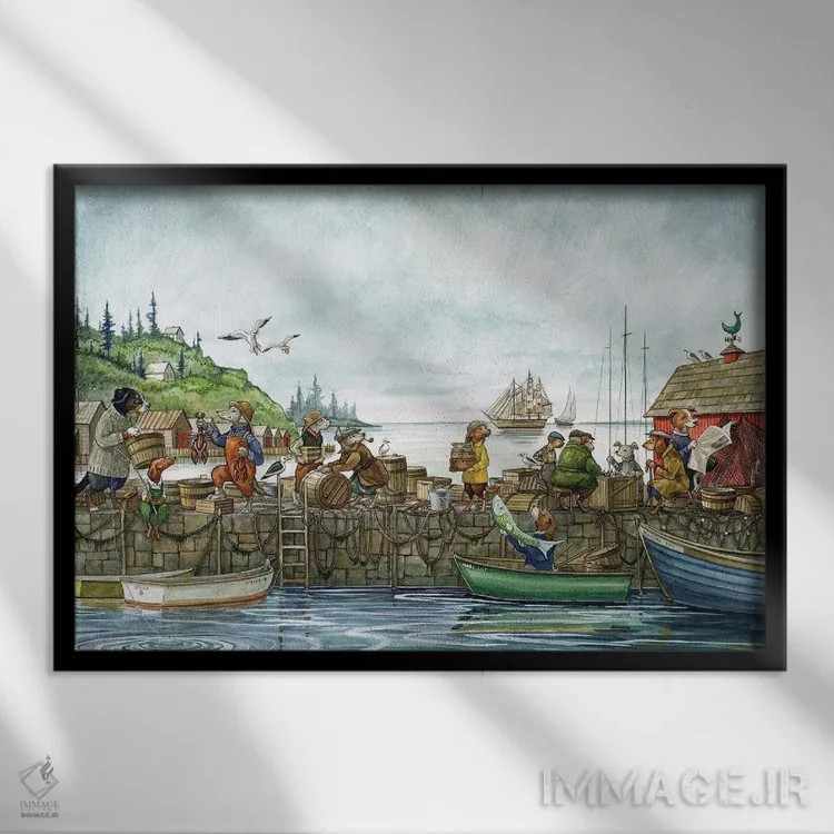 تابلو بندر سگها اثر آسترید شکلز - نمای قابدار مشکی