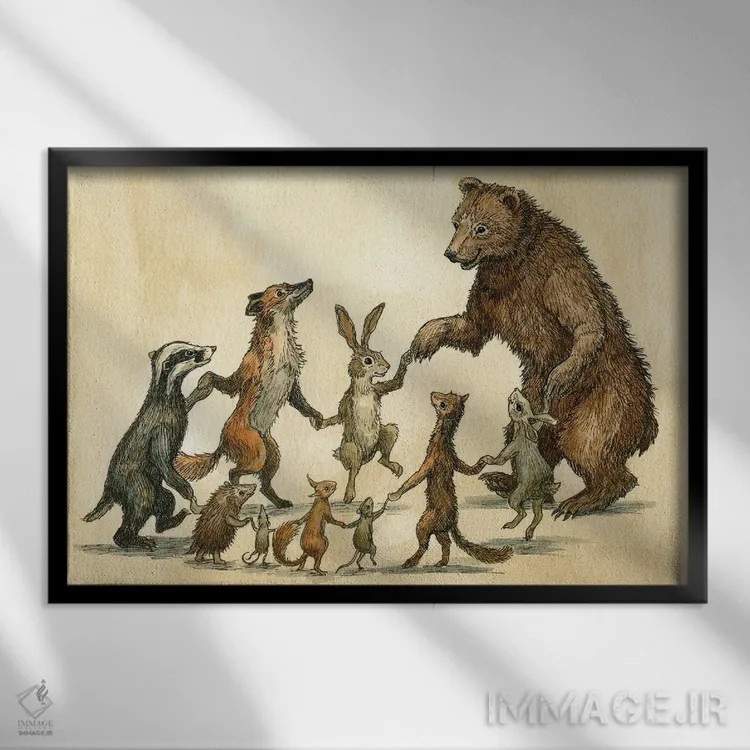 تابلو رقصندگان جنگل اثر آسترید شکلز - نمای قابدار مشکی