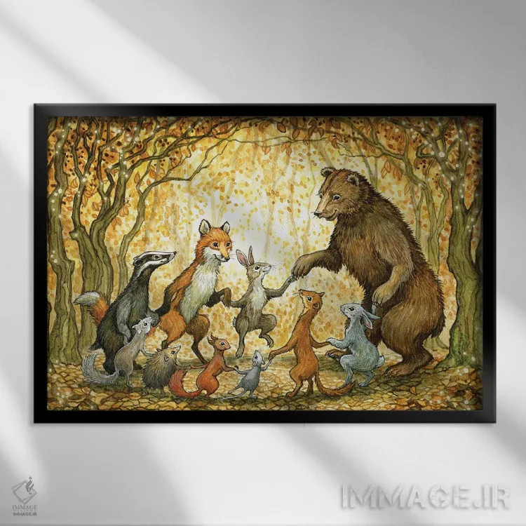 تابلو چرخش جنگلی اثر آسترید شکلز - نمای قابدار مشکی