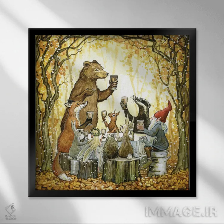 تابلو ضیافت پاییزی اثر آسترید شکلز - نمای قابدار مشکی