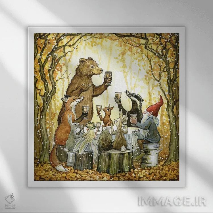 تابلو ضیافت پاییزی اثر آسترید شکلز - نمای قابدار سفید