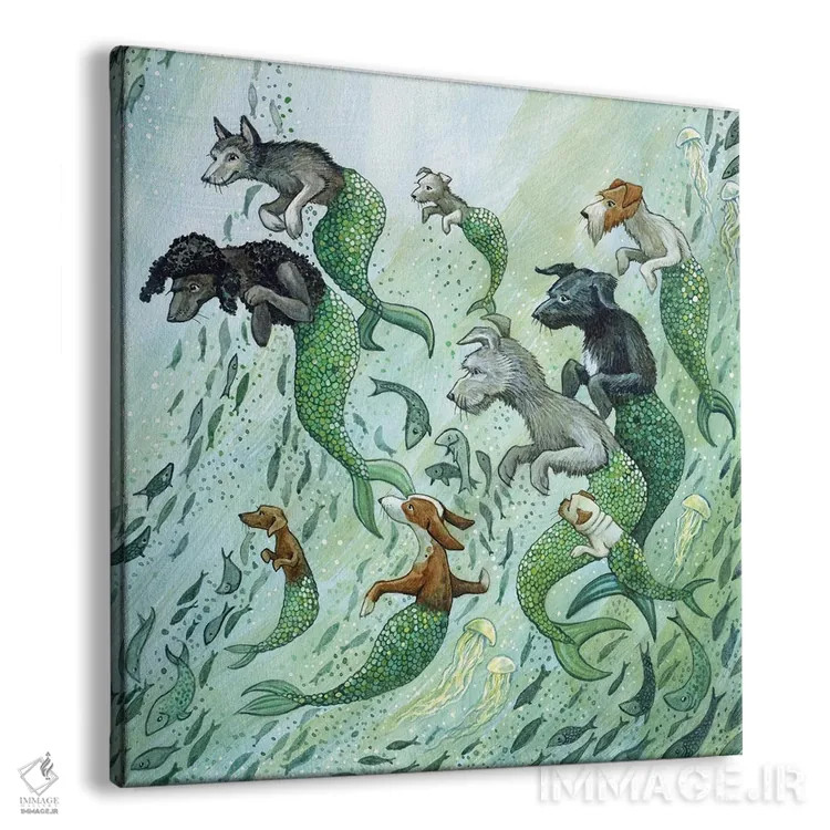 تابلو سگهای دریایی کوچک اثر آسترید شکلز - نمای پرسپکتیو محصول