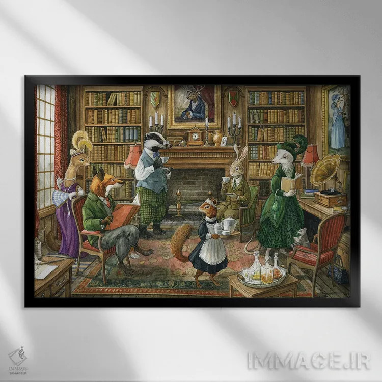 تابلو در کتابخانه اتفاق افتاد اثر آسترید شکلز - نمای قابدار مشکی