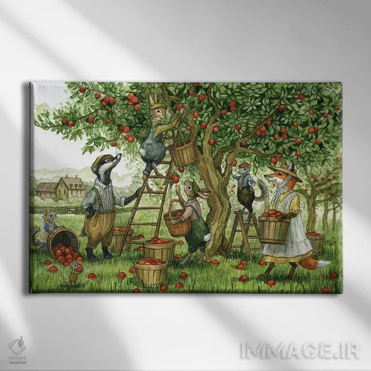تابلو برداشت باغ میوه اثر آسترید شکلز - نمای روبهرو روی دیوار
