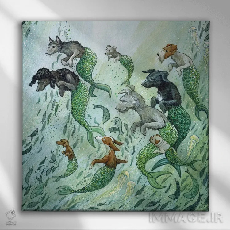 تابلو سگهای دریایی کوچک اثر آسترید شکلز - نمای روبهرو روی دیوار