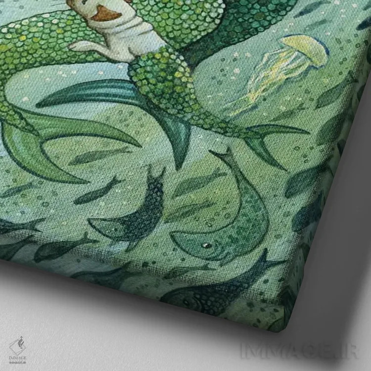 تابلو سگهای دریایی کوچک اثر آسترید شکلز - نمای نزدیک بافت بوم