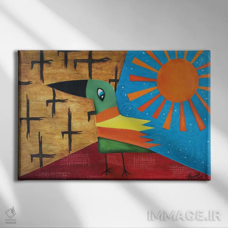 تابلو پرنده طلایی اثر الکساندر تریفونوف - نمای روبهرو روی دیوار