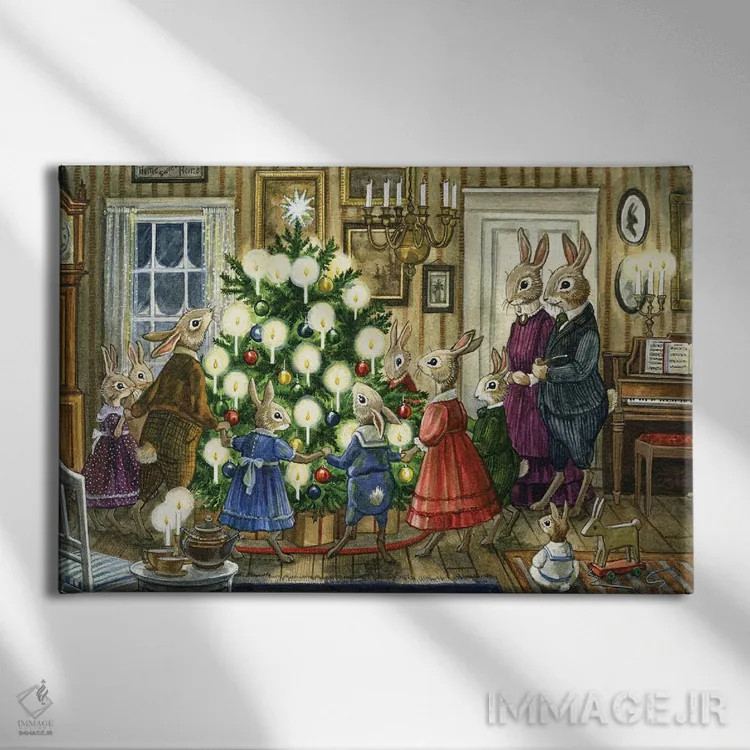 تابلو کریسمس در پذیرایی اثر آسترید شکلز - نمای روبهرو روی دیوار