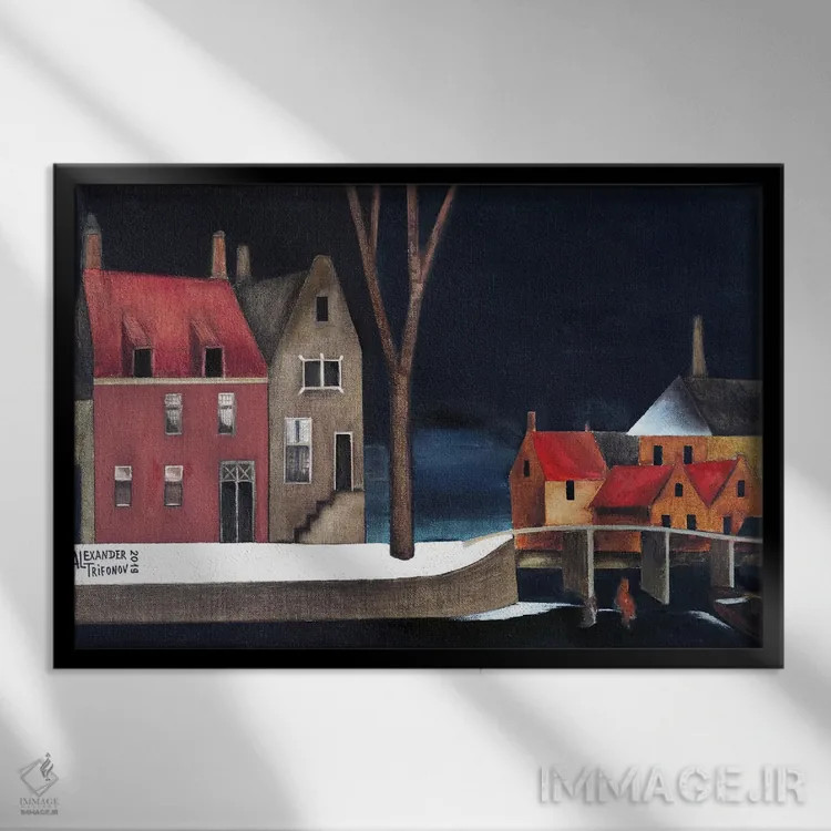 تابلو آمستردام (هلند) اثر الکساندر تریفونوف - نمای قابدار مشکی