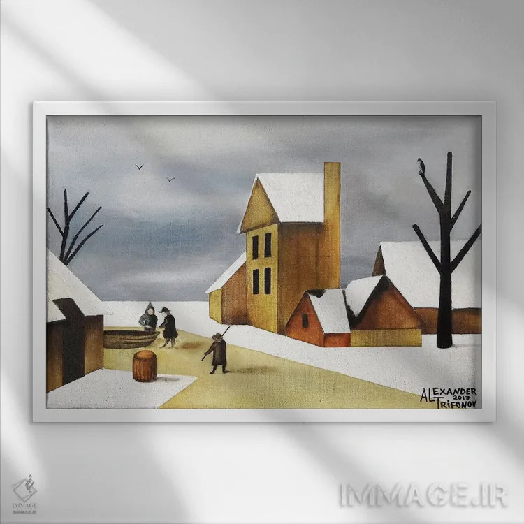 تابلو هارلم در زمستان اثر الکساندر تریفونوف - نمای قابدار سفید