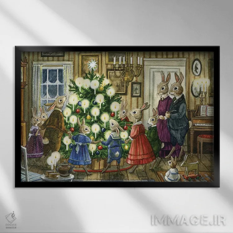 تابلو کریسمس در پذیرایی اثر آسترید شکلز - نمای قابدار مشکی