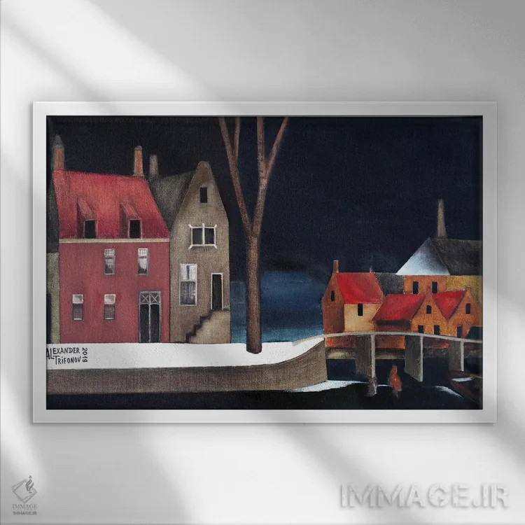 تابلو آمستردام (هلند) اثر الکساندر تریفونوف - نمای قابدار سفید