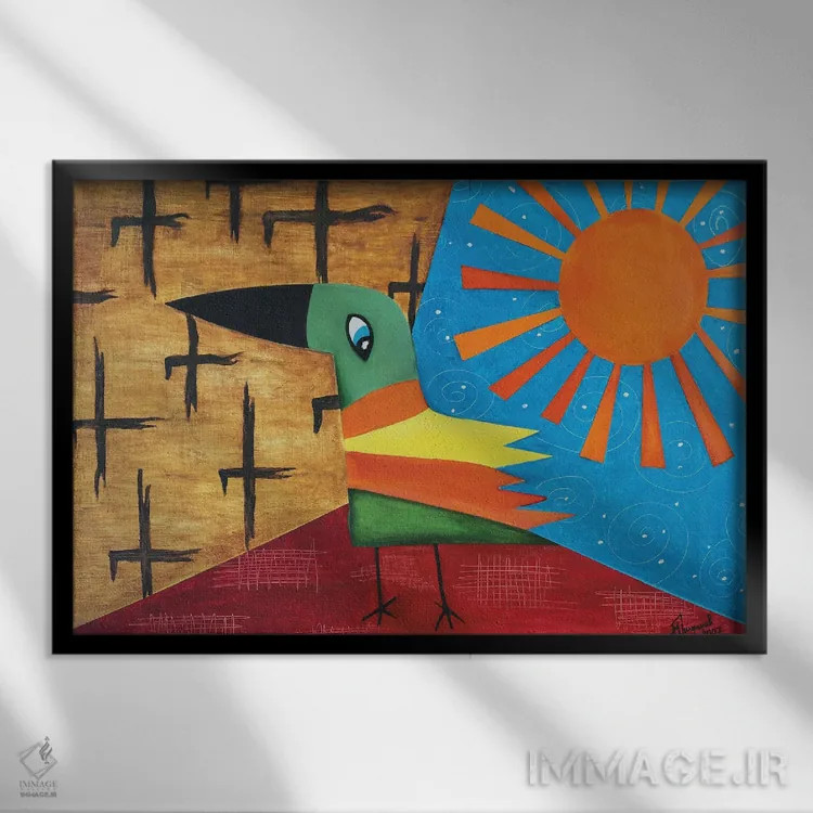 تابلو پرنده طلایی اثر الکساندر تریفونوف - نمای قابدار مشکی