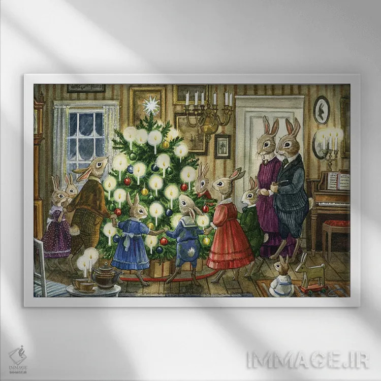 تابلو کریسمس در پذیرایی اثر آسترید شکلز - نمای قابدار سفید