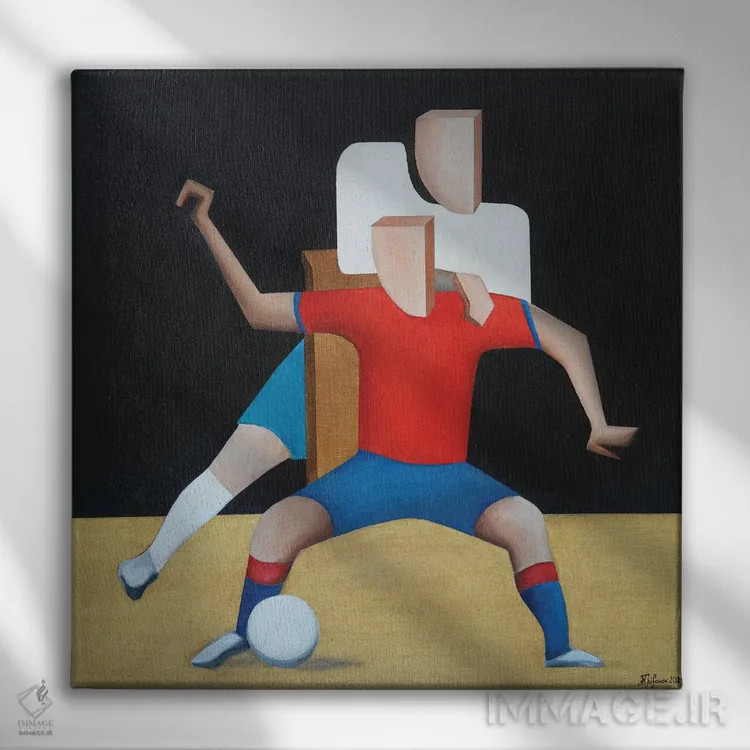 تابلو بازیکنان فوتبال اثر الکساندر تریفونوف - نمای روبهرو روی دیوار