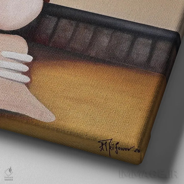 تابلو خانواده اثر الکساندر تریفونوف - نمای نزدیک بافت بوم