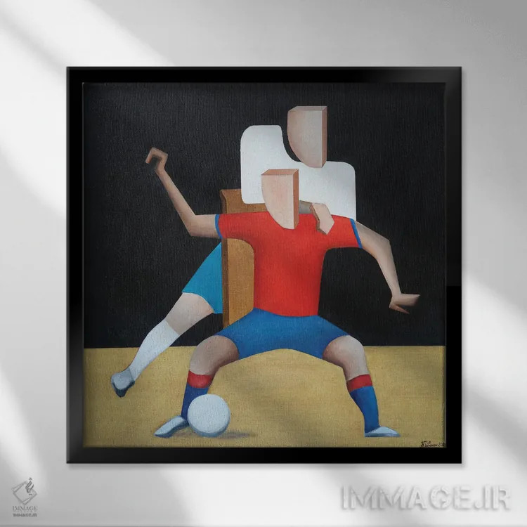 تابلو بازیکنان فوتبال اثر الکساندر تریفونوف - نمای قابدار مشکی