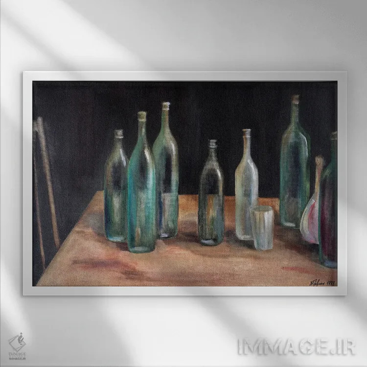 تابلو باتری بطریها اثر الکساندر تریفونوف - نمای قابدار سفید