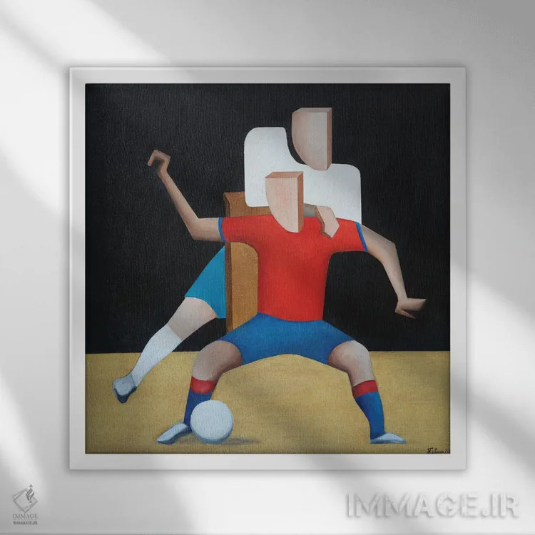 تابلو بازیکنان فوتبال اثر الکساندر تریفونوف - نمای قابدار سفید