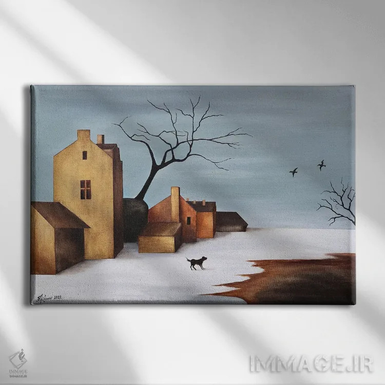 تابلو حال و هوای زمستانی اثر الکساندر تریفونوف - نمای روبهرو روی دیوار