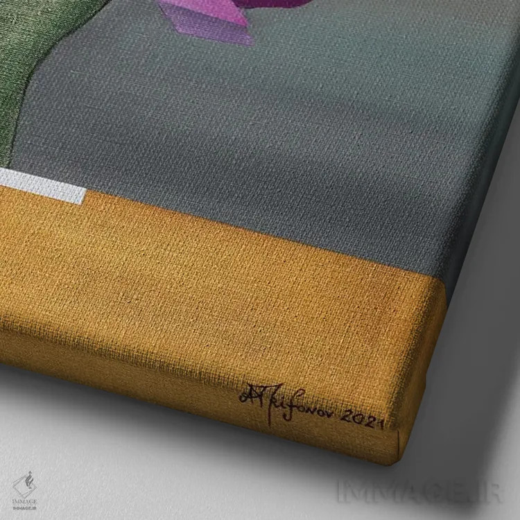 تابلو گلهای شر (کتاب بودلر) اثر الکساندر تریفونوف - نمای نزدیک بافت بوم