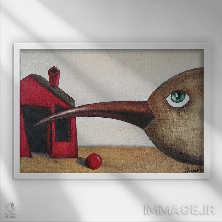 تابلو پرنده به دنبال توست اثر الکساندر تریفونوف - نمای قابدار سفید