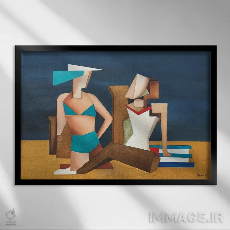 تابلو در ساحل دو اثر الکساندر تریفونوف - نمای قابدار مشکی