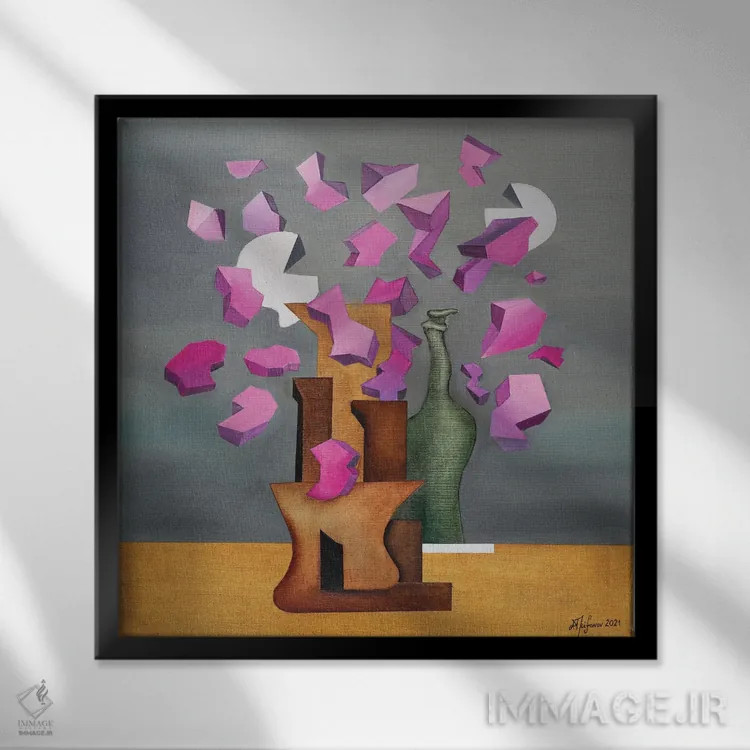 تابلو گلهای شر (کتاب بودلر) اثر الکساندر تریفونوف - نمای قابدار مشکی