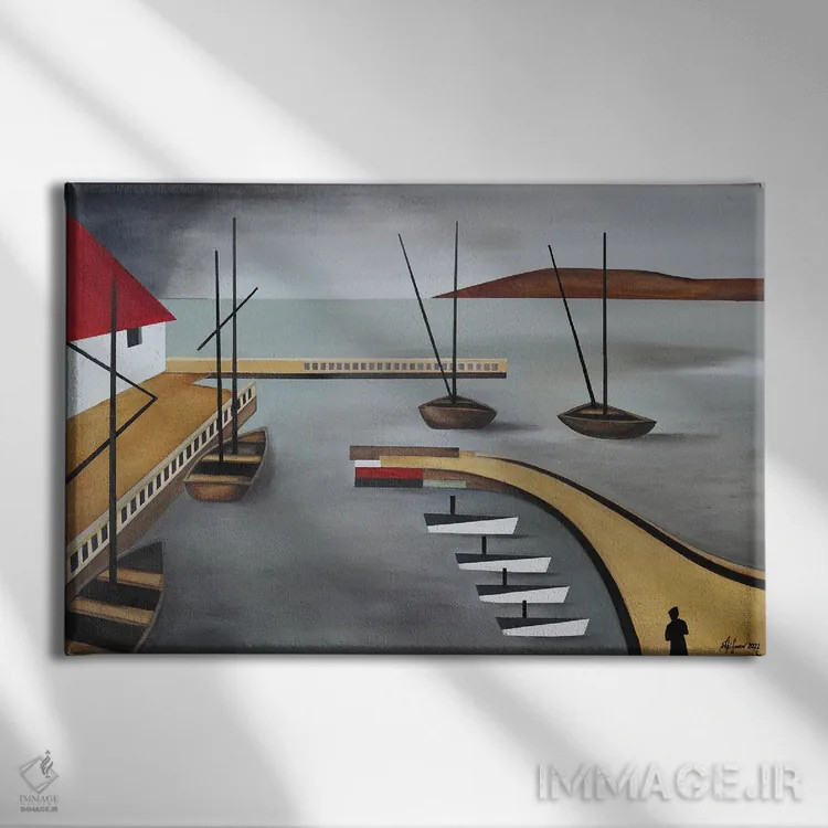 تابلو بندر سنمالو (فرانسه) اثر الکساندر تریفونوف - نمای روبهرو روی دیوار