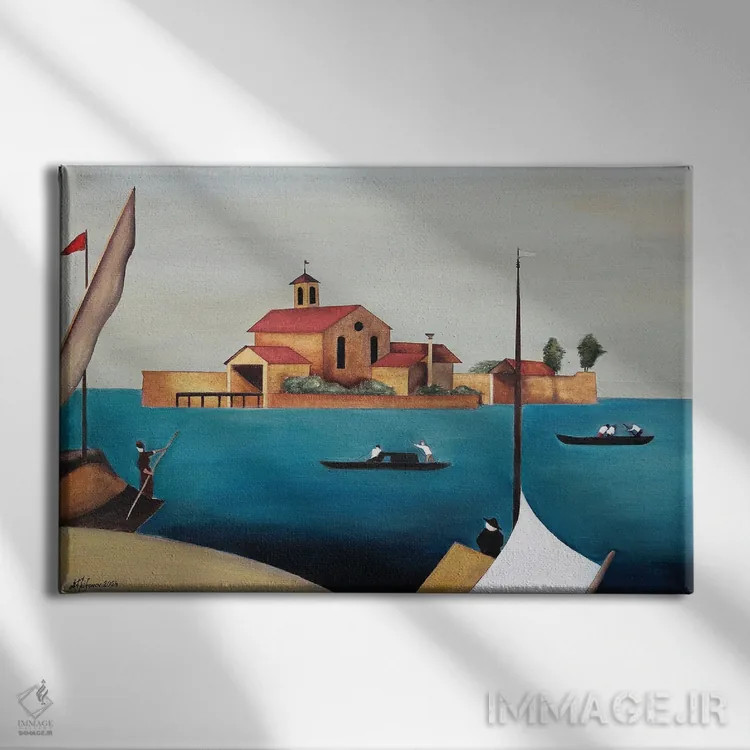 تابلو محلههای ونیز اثر الکساندر تریفونوف - نمای روبهرو روی دیوار