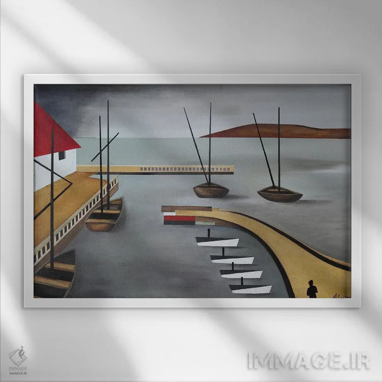 تابلو بندر سنمالو (فرانسه) اثر الکساندر تریفونوف - نمای قابدار سفید