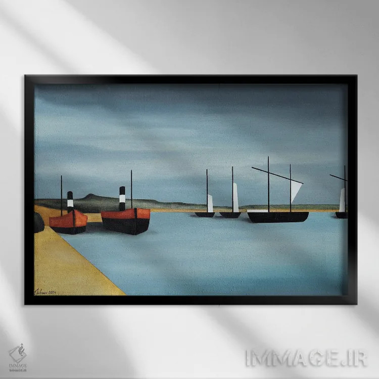 تابلو بندر آرام اثر الکساندر تریفونوف - نمای قابدار مشکی