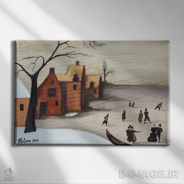 تابلو روی دریاچه یخزده اثر الکساندر تریفونوف - نمای روبهرو روی دیوار