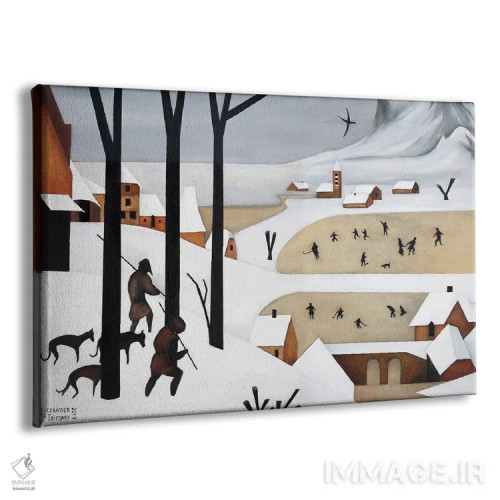تابلو شکارچیان در برف اثر الکساندر تریفونوف - نمای پرسپکتیو محصول