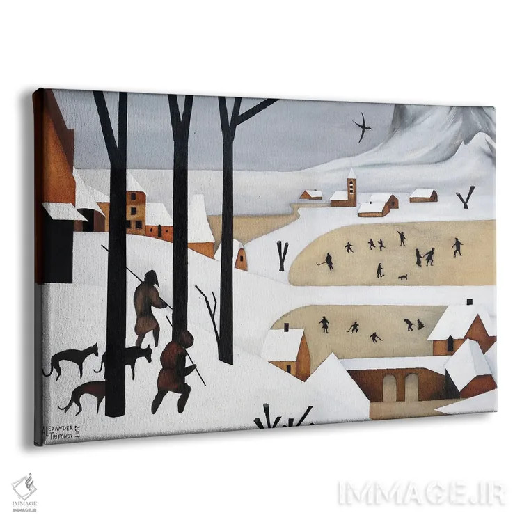 تابلو شکارچیان در برف اثر الکساندر تریفونوف - نمای پرسپکتیو محصول